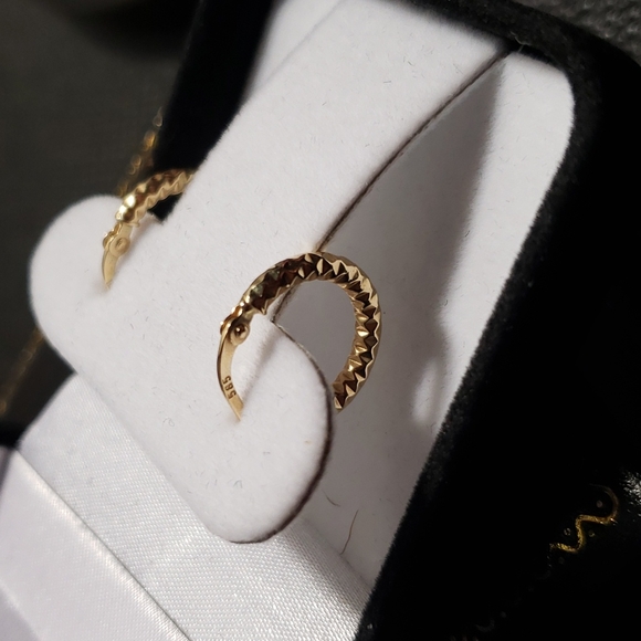 14K Diamond Cut Solid Gold Earrings - Picture 3 of 3